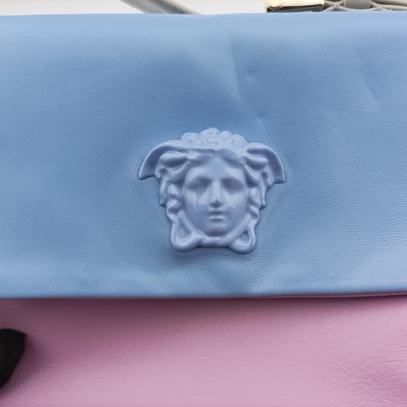 Pre-owned VERSACE La Medusa Blue×Pink lambskin  shoulderbag | stylenewstar