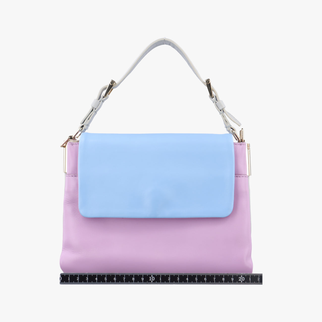 Pre-owned VERSACE La Medusa Blue×Pink lambskin  shoulderbag | stylenewstar