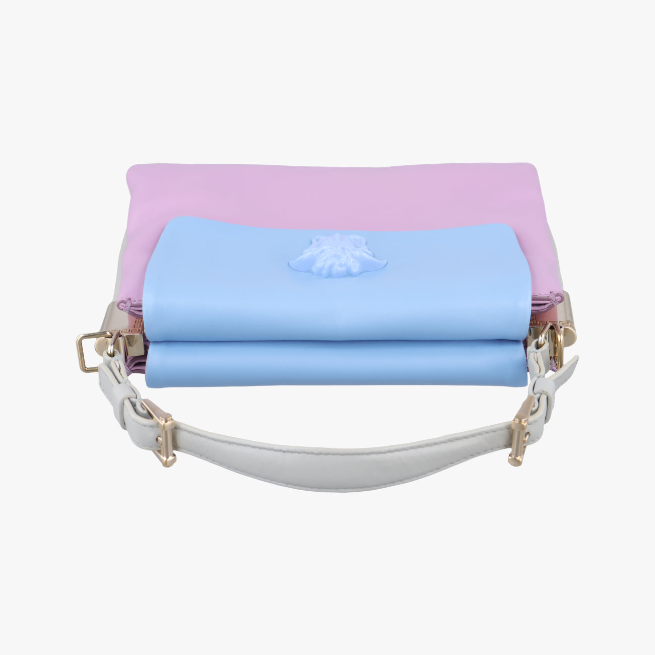 Pre-owned VERSACE La Medusa Blue×Pink lambskin  shoulderbag | stylenewstar