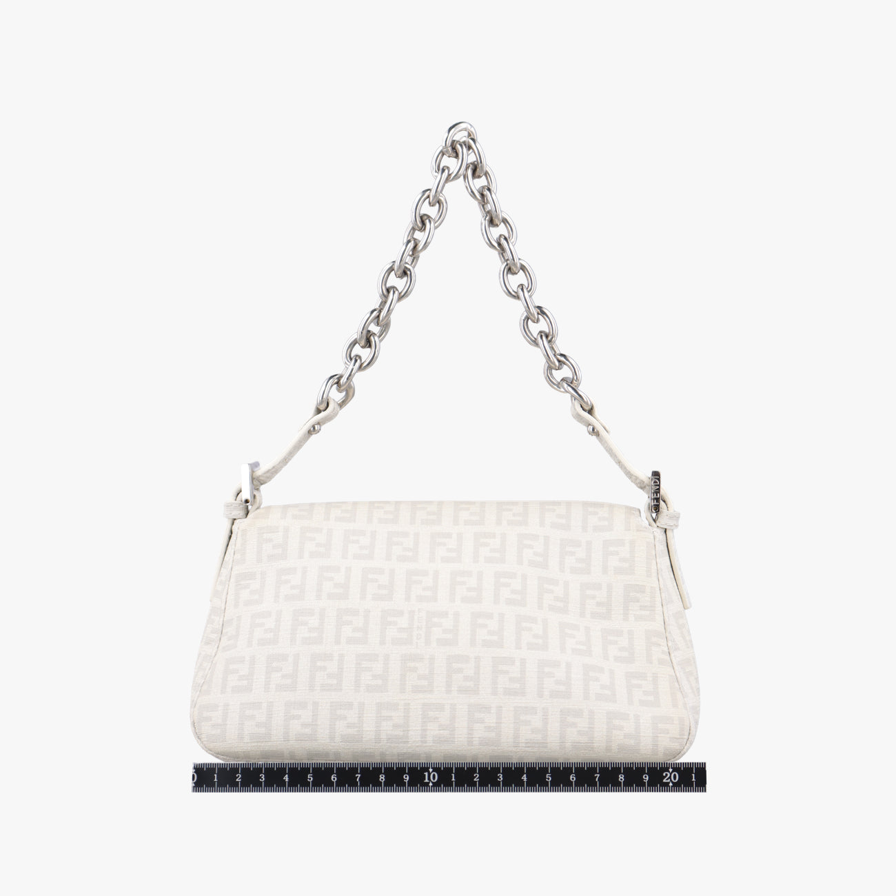 Pre-owned Fendi Baguette White PVC coated canvas 8BR180 handbag | stylenewstar