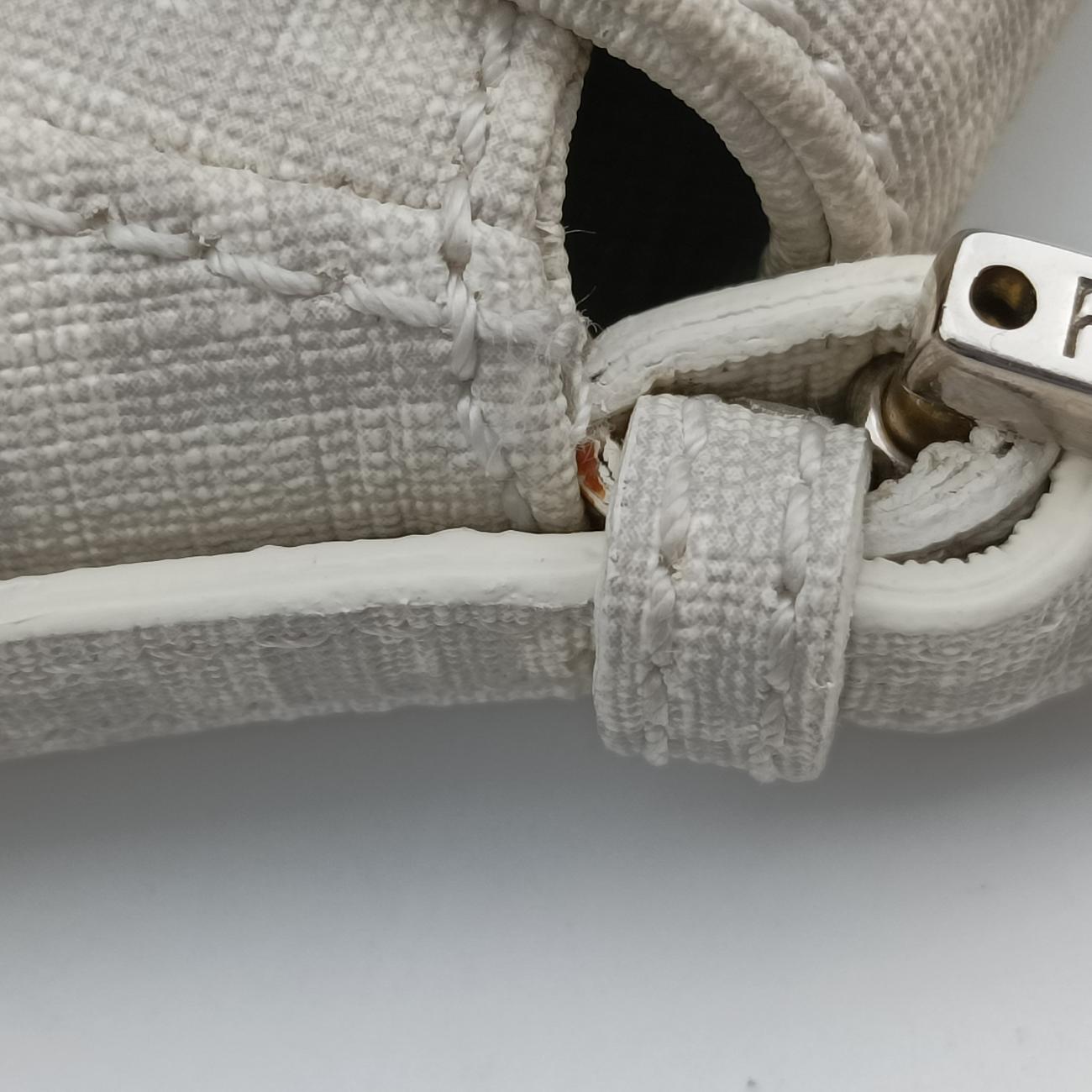 Pre-owned Fendi Baguette White PVC coated canvas 8BR180 handbag | stylenewstar