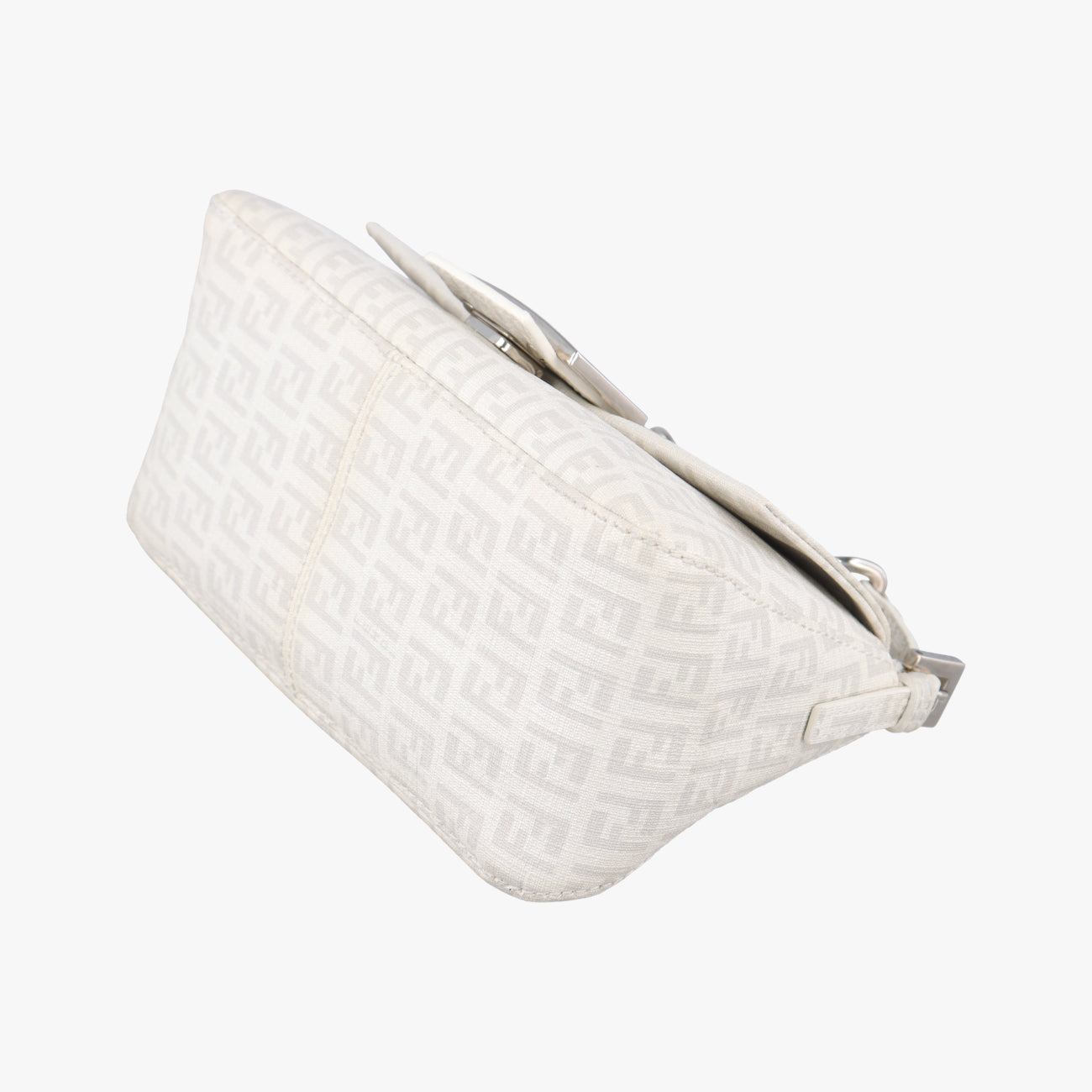 Pre-owned Fendi Baguette White PVC coated canvas 8BR180 handbag | stylenewstar