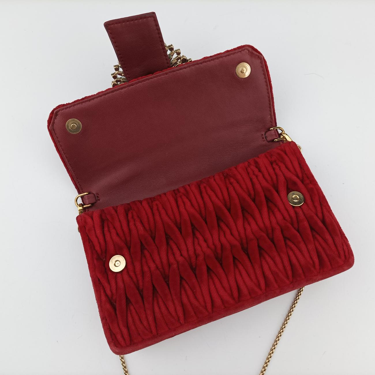 Vintage Miu Miu My Miu Red Velour  shoulderbag | stylenewstar