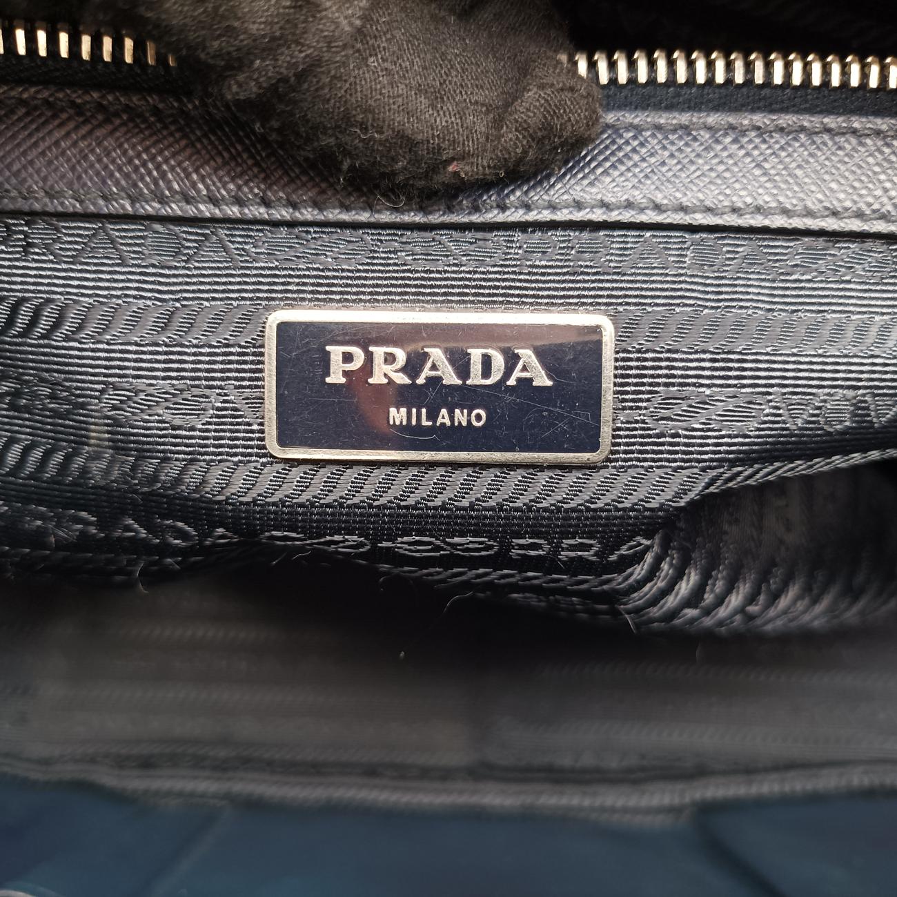 Pre-owned Prada business bag briefcase Navy SAFFIANO Leather 2VE363 handbag | stylenewstar