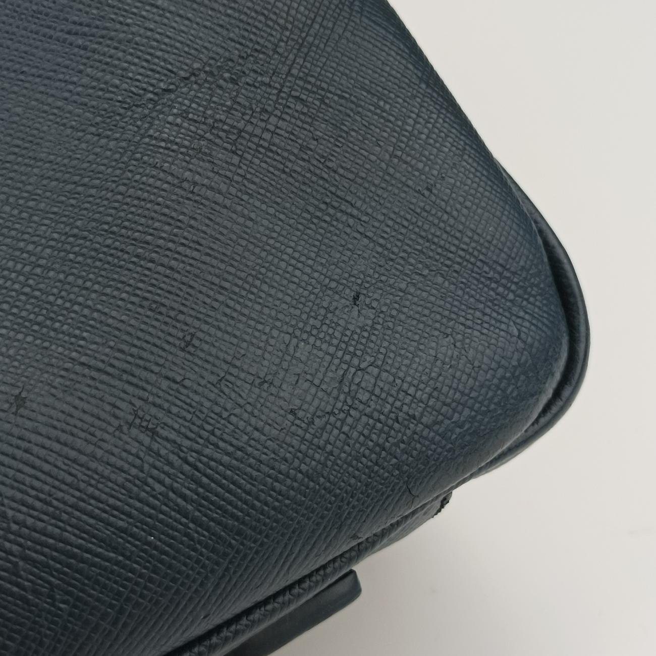 Pre-owned Prada business bag briefcase Navy SAFFIANO Leather 2VE363 handbag | stylenewstar