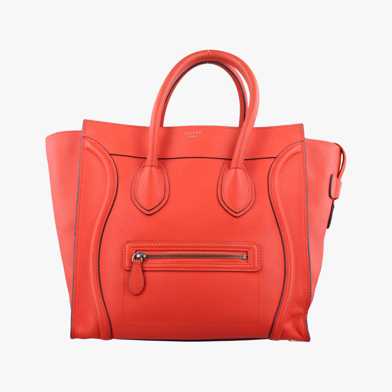 Pre-owned Celine Luggage Mini Shopper Orange Leather  handbag | stylenewstar