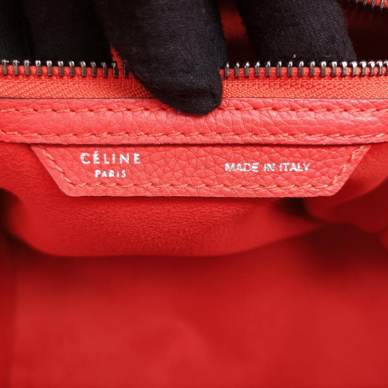 Pre-owned Celine Luggage Mini Shopper Orange Leather  handbag | stylenewstar