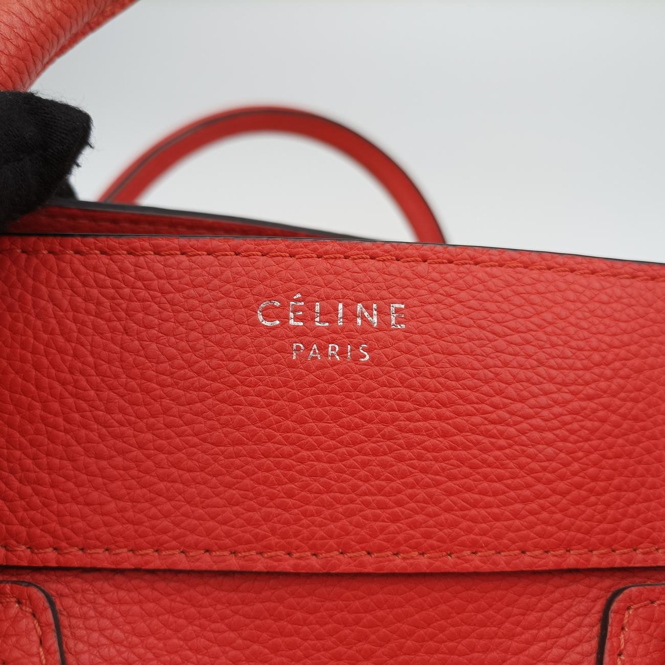 Pre-owned Celine Luggage Mini Shopper Orange Leather  handbag | stylenewstar