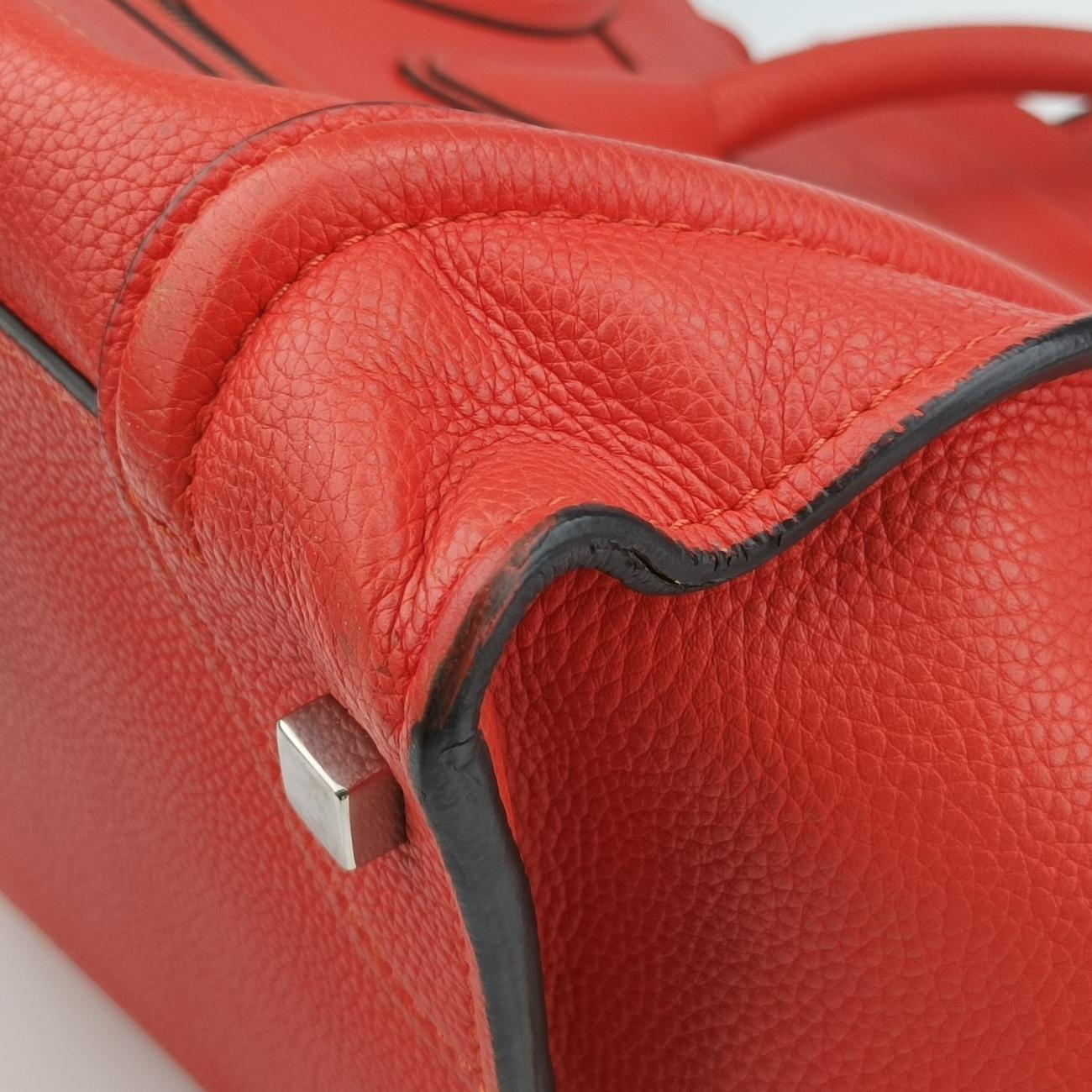 Pre-owned Celine Luggage Mini Shopper Orange Leather  handbag | stylenewstar