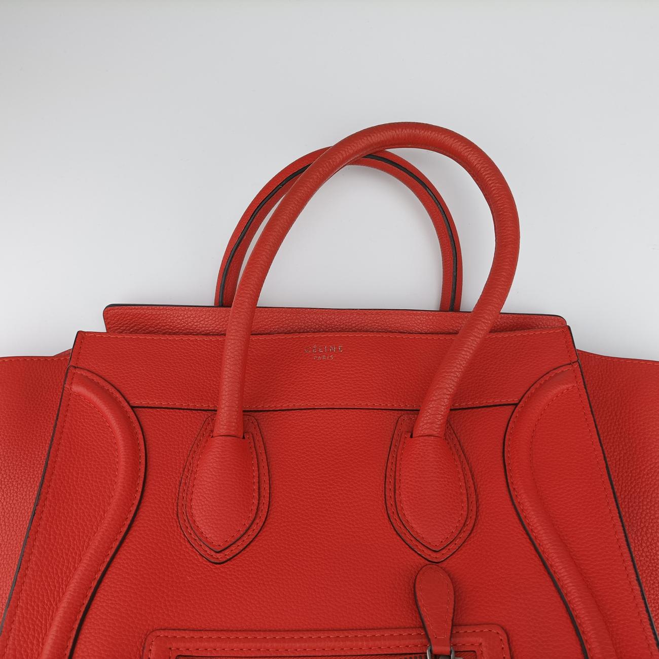 Pre-owned Celine Luggage Mini Shopper Orange Leather  handbag | stylenewstar