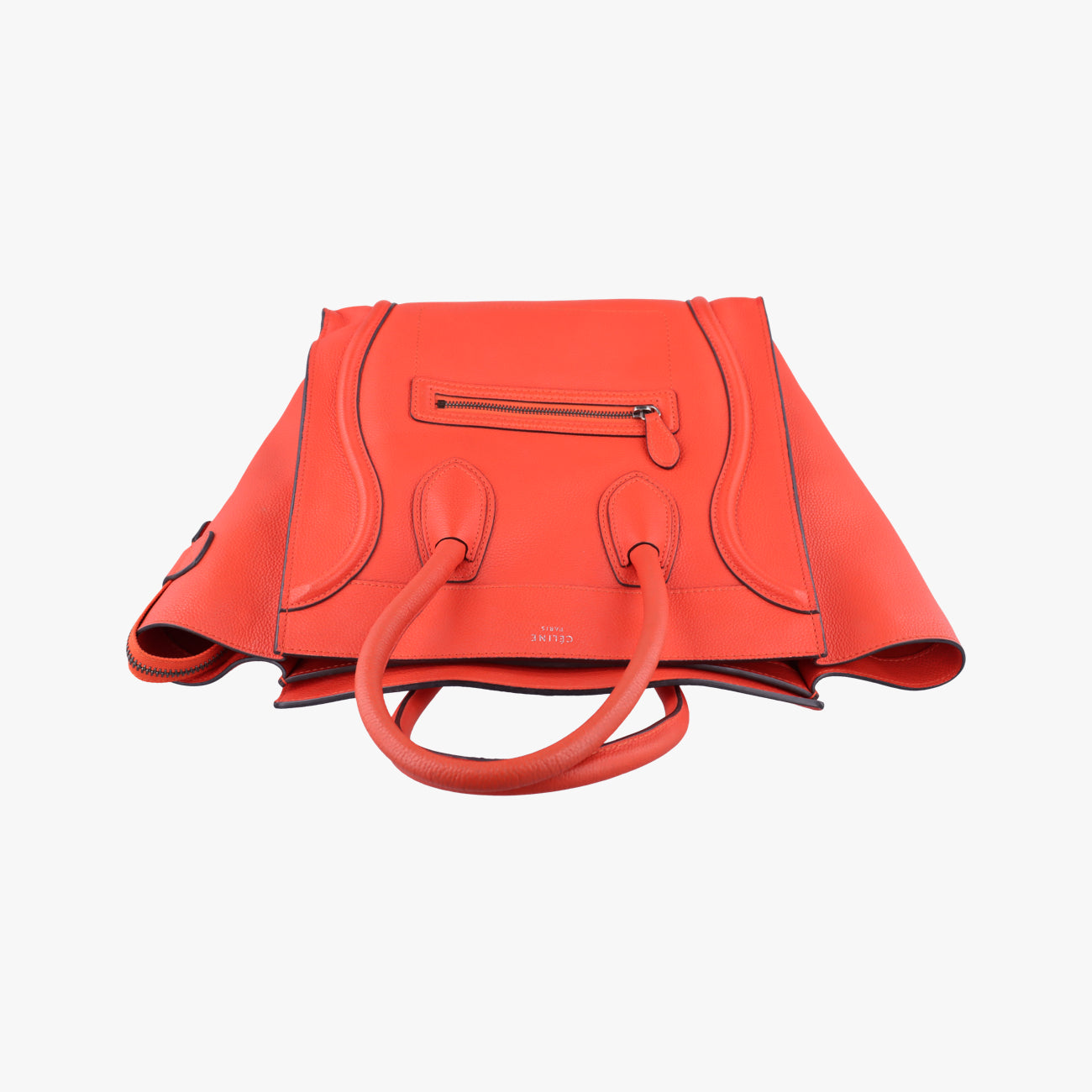 Pre-owned Celine Luggage Mini Shopper Orange Leather  handbag | stylenewstar