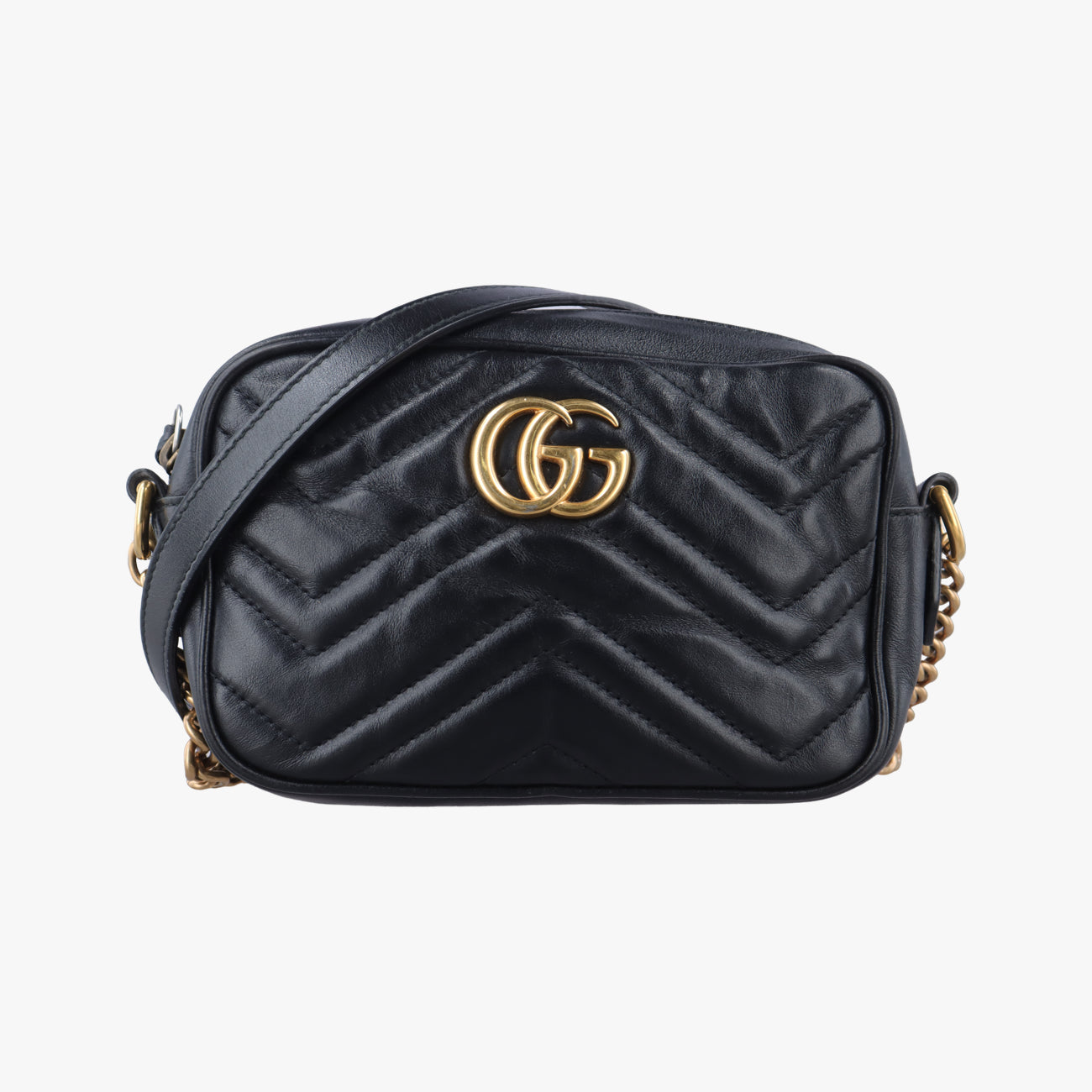 Pre-owned Gucci GG Marmont Black Leather 448065 shoulderbag | stylenewstar