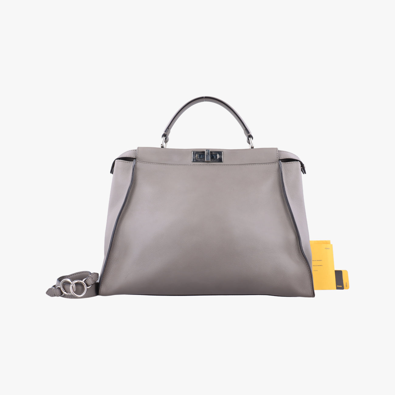 Pre-owned Fendi PEEKABOO Large Grey Leather 8BN210 shoulderbag | stylenewstar
