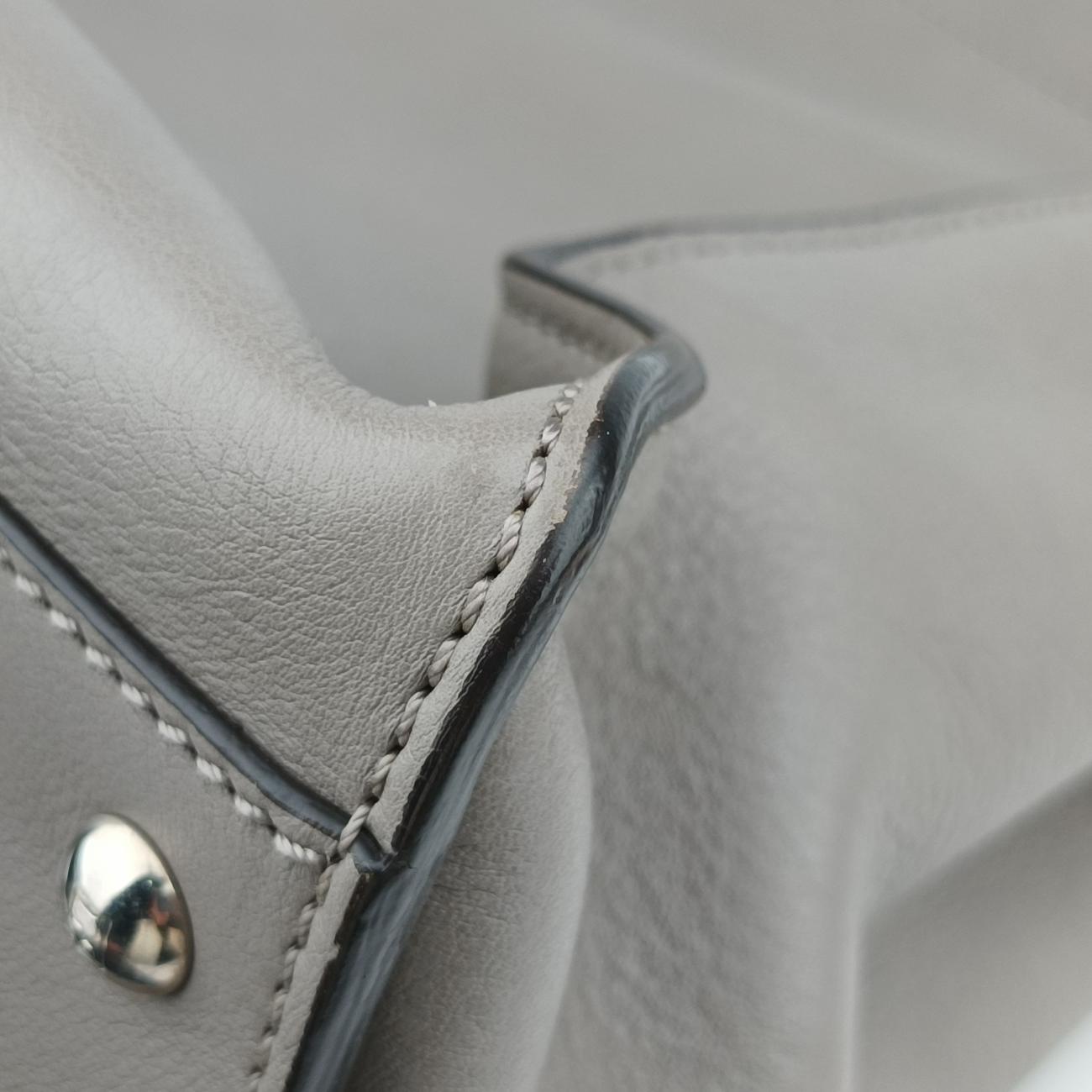 Pre-owned Fendi PEEKABOO Large Grey Leather 8BN210 shoulderbag | stylenewstar