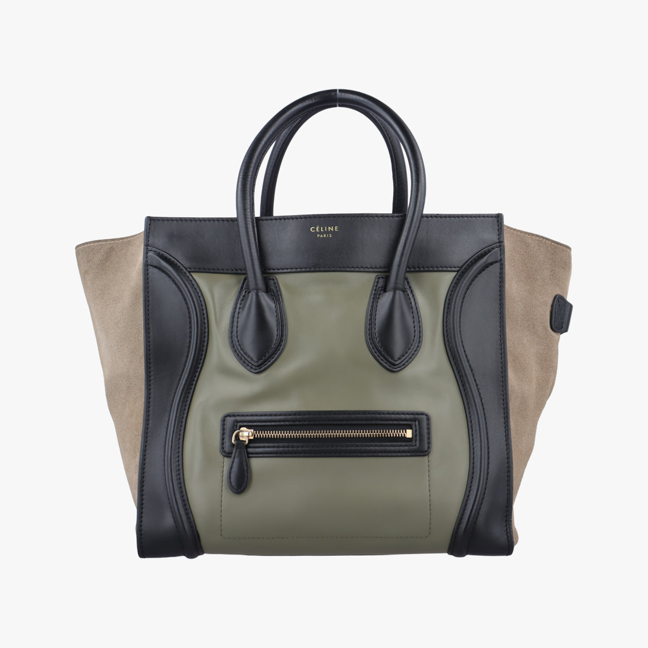 Vintage Celine Luggage Mini Shopper Brown x Green x Black Leather×Suede  handbag | stylenewstar