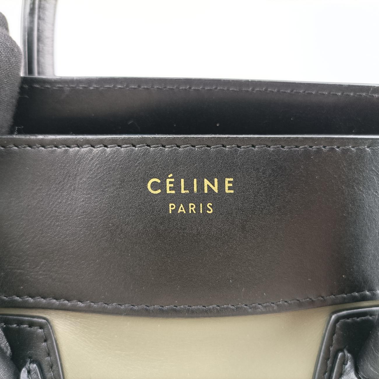 Vintage Celine Luggage Mini Shopper Brown x Green x Black Leather×Suede  handbag | stylenewstar