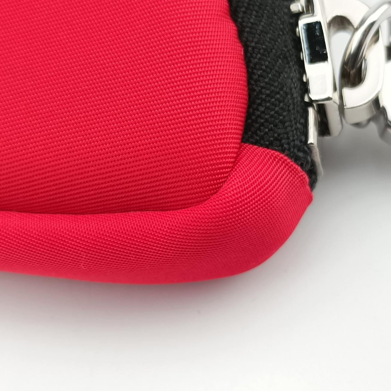 Pre-owned Prada Mini Pouch Coin Case Red×Black Nylon 1TT109 handbag | stylenewstar