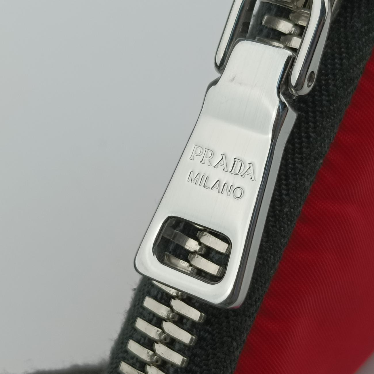 Pre-owned Prada Mini Pouch Coin Case Red×Black Nylon 1TT109 handbag | stylenewstar