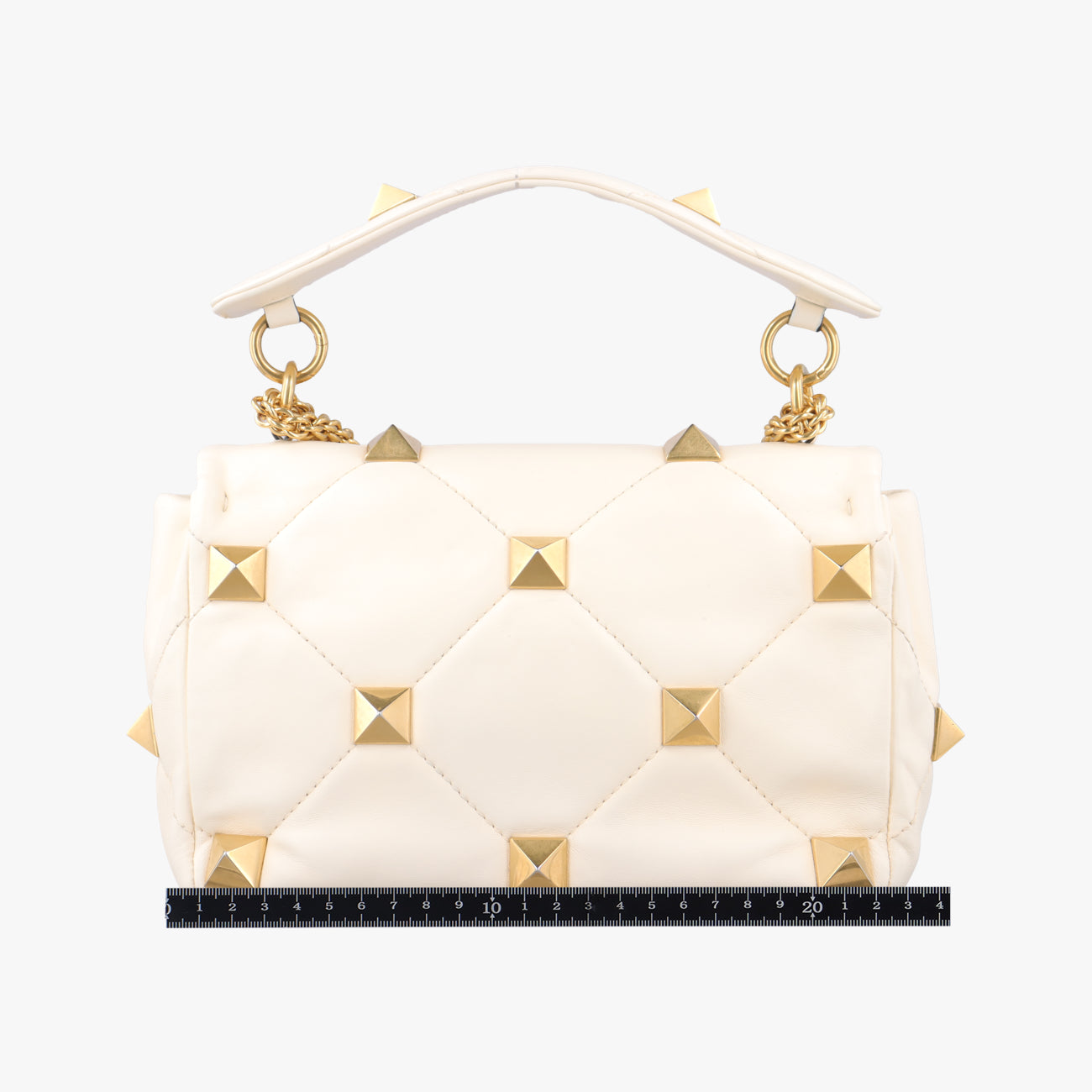 Pre-owned Valentino Roman stud chain White Leather  handbag | stylenewstar