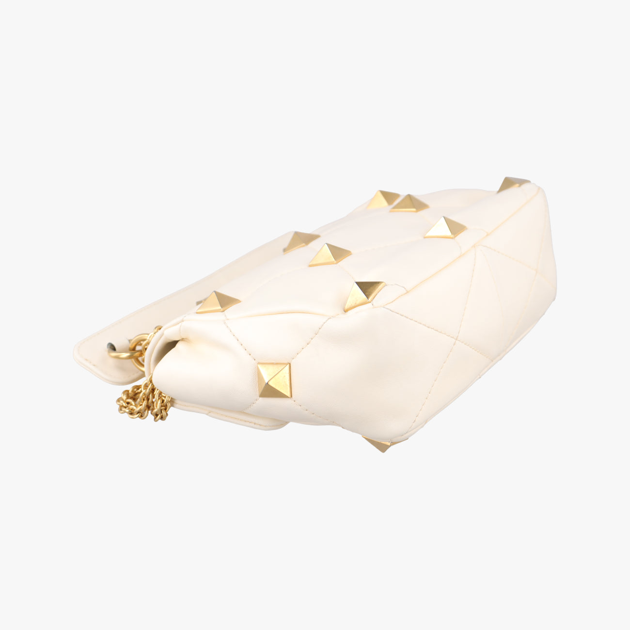 Pre-owned Valentino Roman stud chain White Leather  handbag | stylenewstar