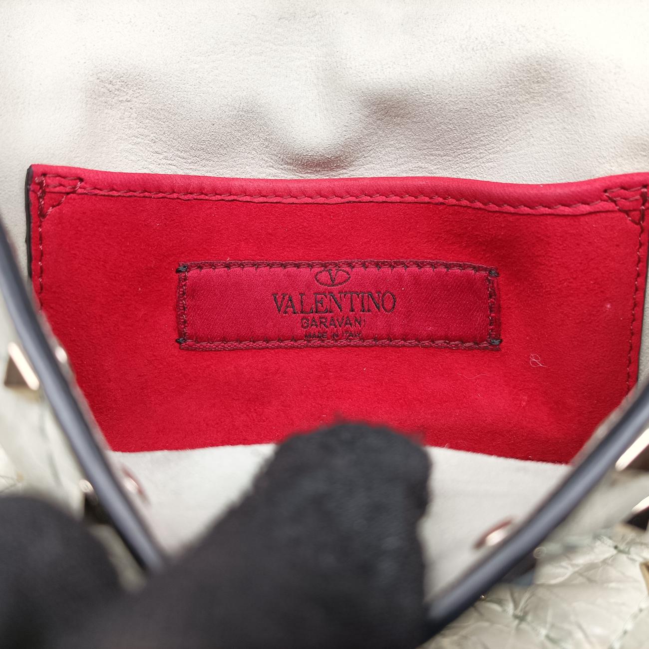 Pre-owned Valentino Rockstud SPIKE UP White Leather  shoulderbag | stylenewstar