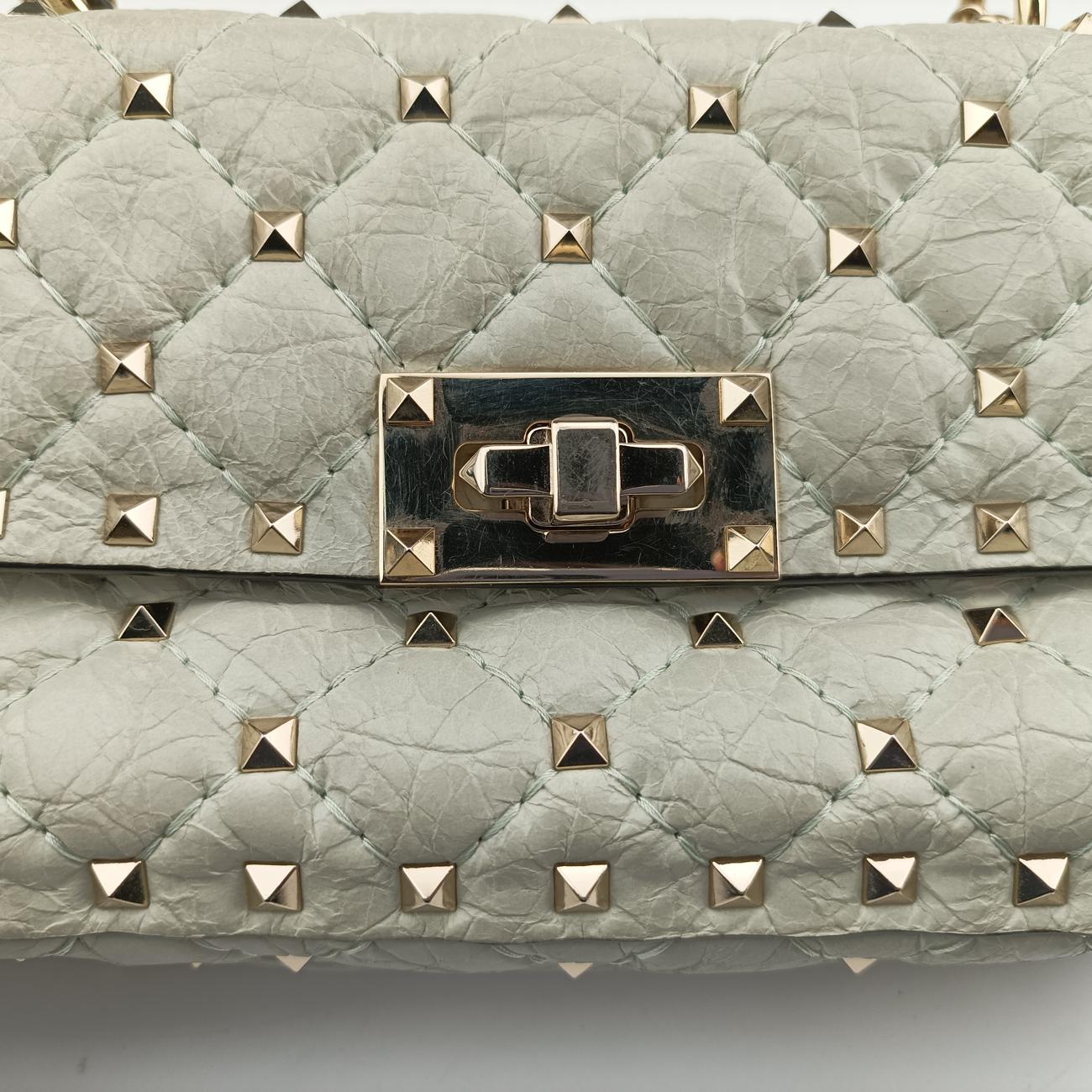 Pre-owned Valentino Rockstud SPIKE UP White Leather  shoulderbag | stylenewstar