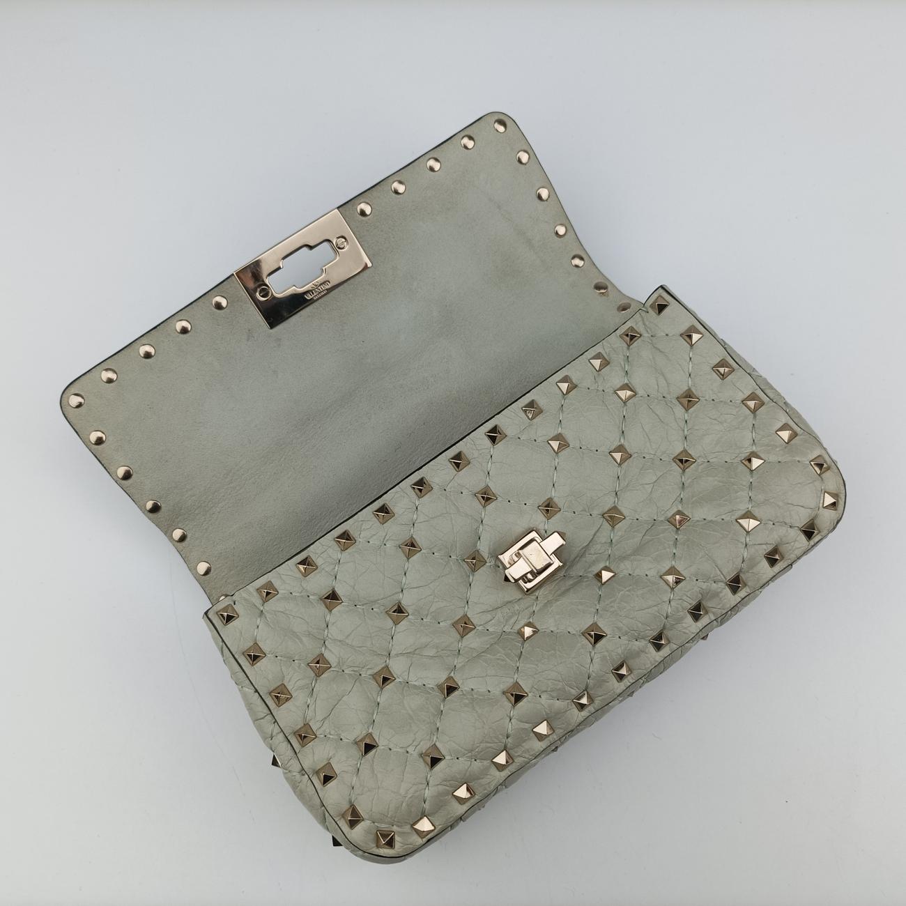 Pre-owned Valentino Rockstud SPIKE UP White Leather  shoulderbag | stylenewstar