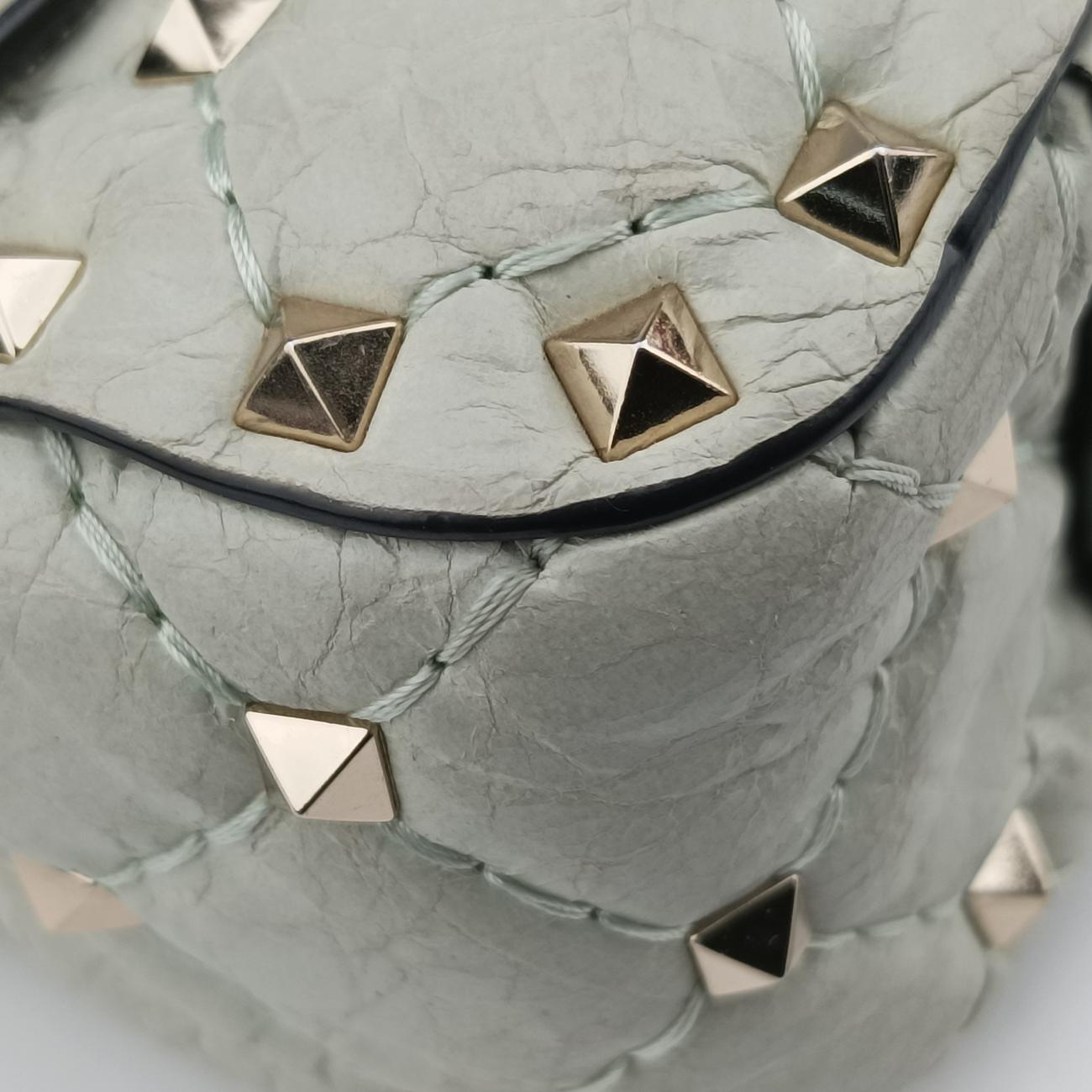 Pre-owned Valentino Rockstud SPIKE UP White Leather  shoulderbag | stylenewstar