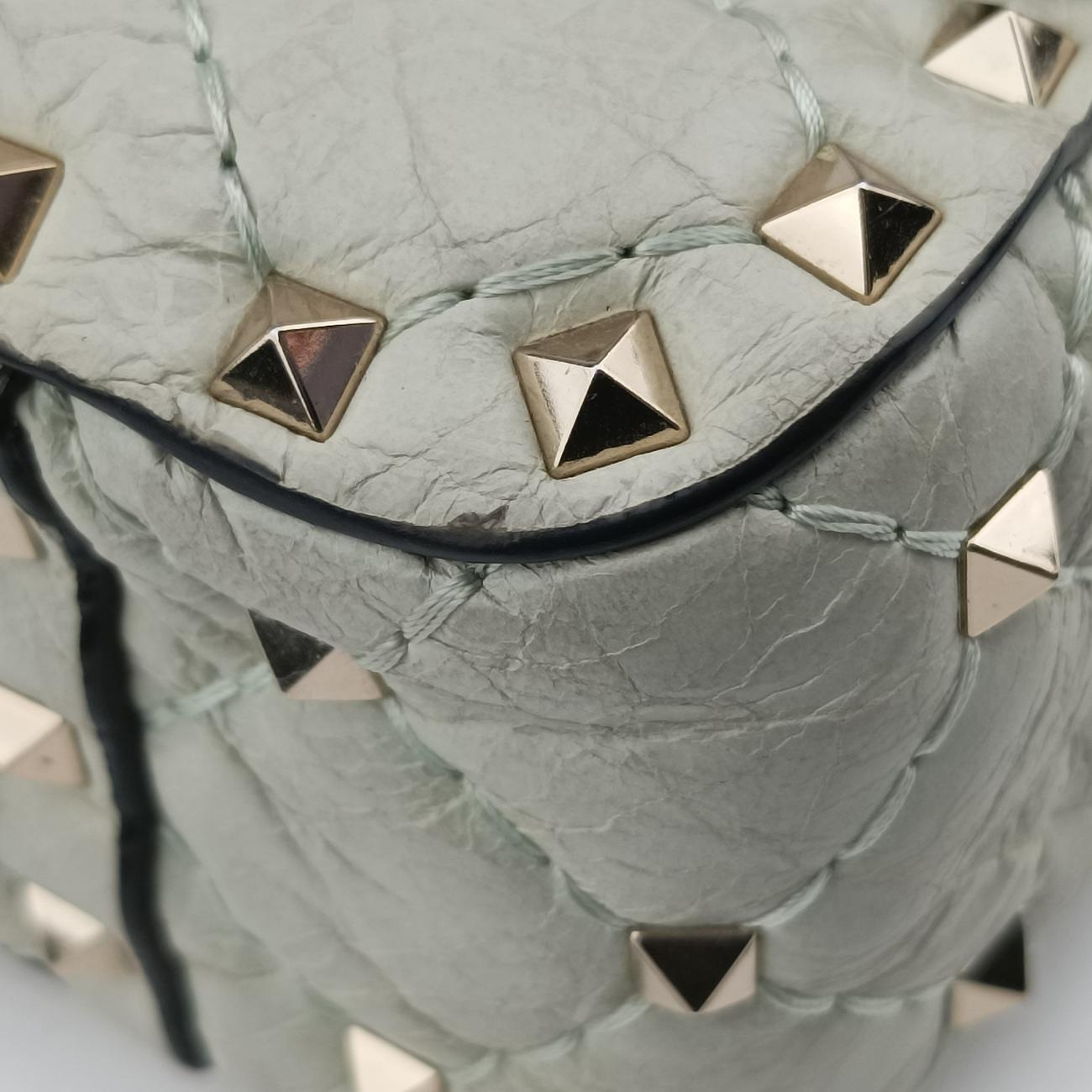 Pre-owned Valentino Rockstud SPIKE UP White Leather  shoulderbag | stylenewstar