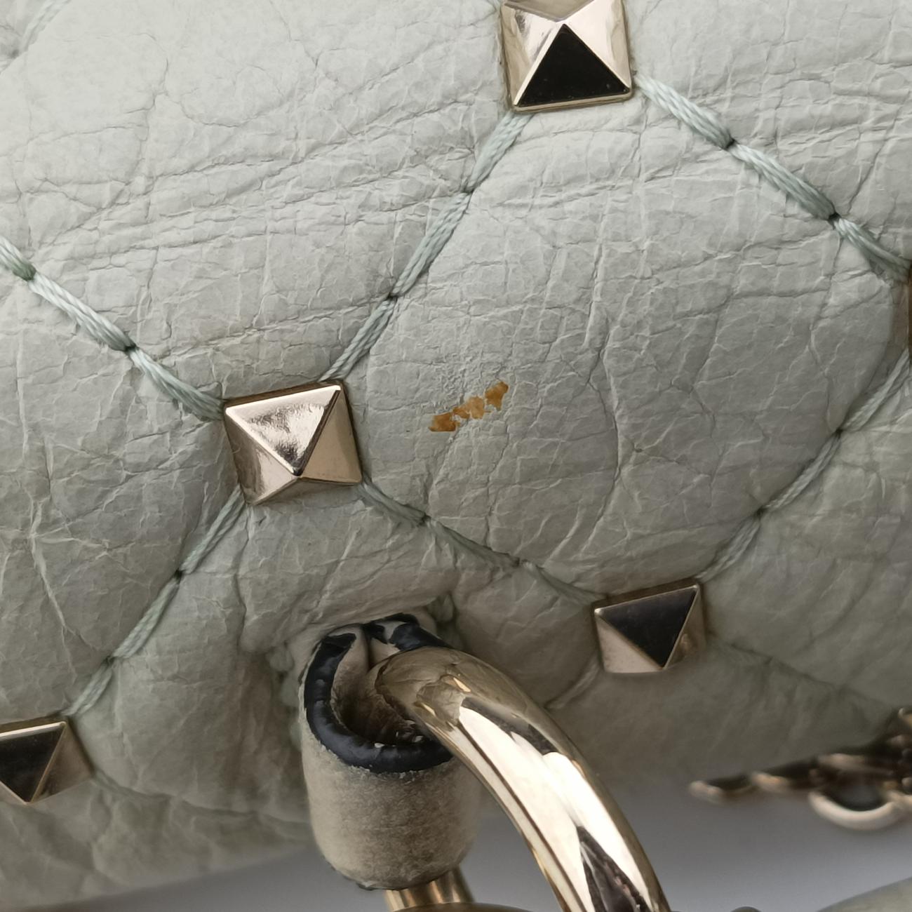 Pre-owned Valentino Rockstud SPIKE UP White Leather  shoulderbag | stylenewstar