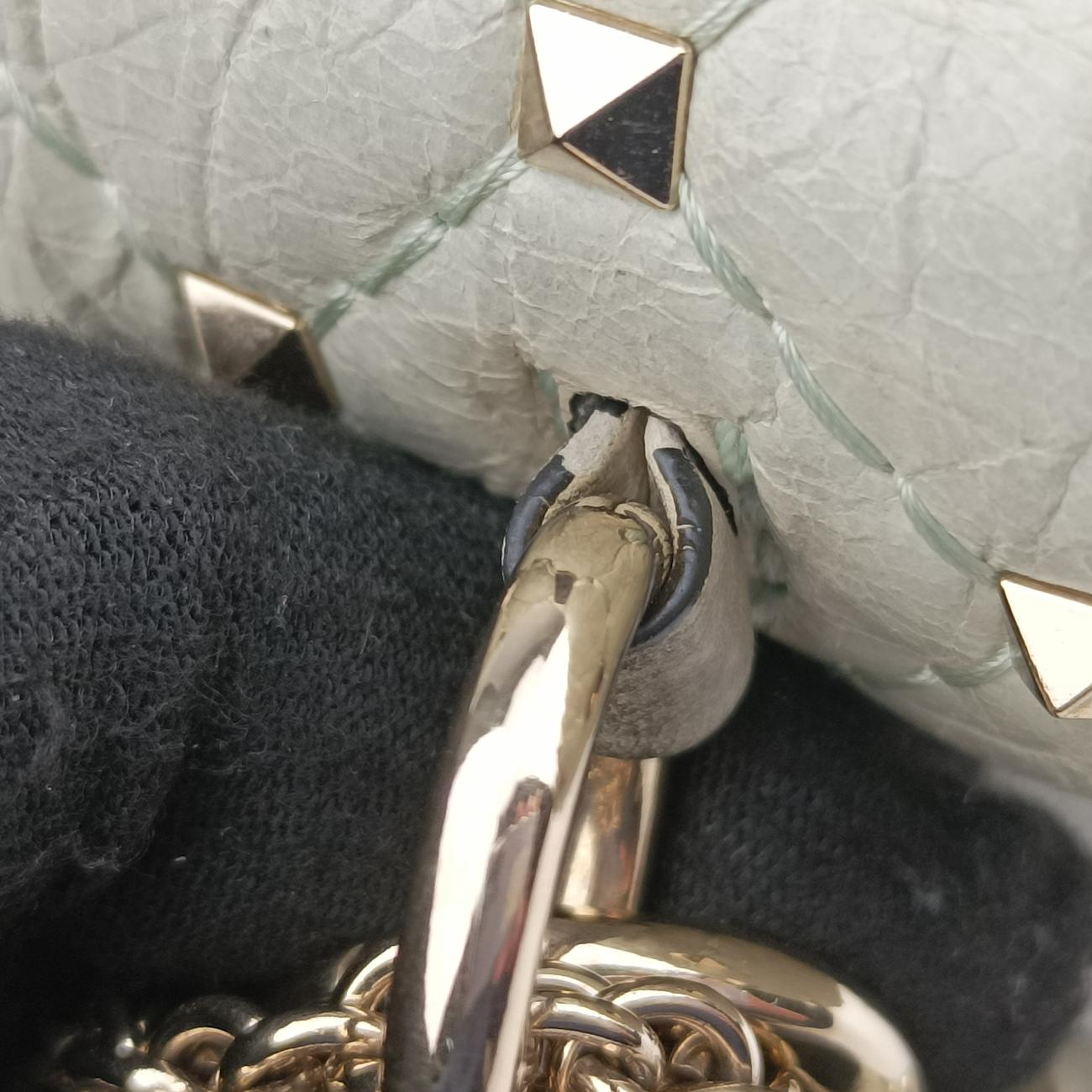 Pre-owned Valentino Rockstud SPIKE UP White Leather  shoulderbag | stylenewstar