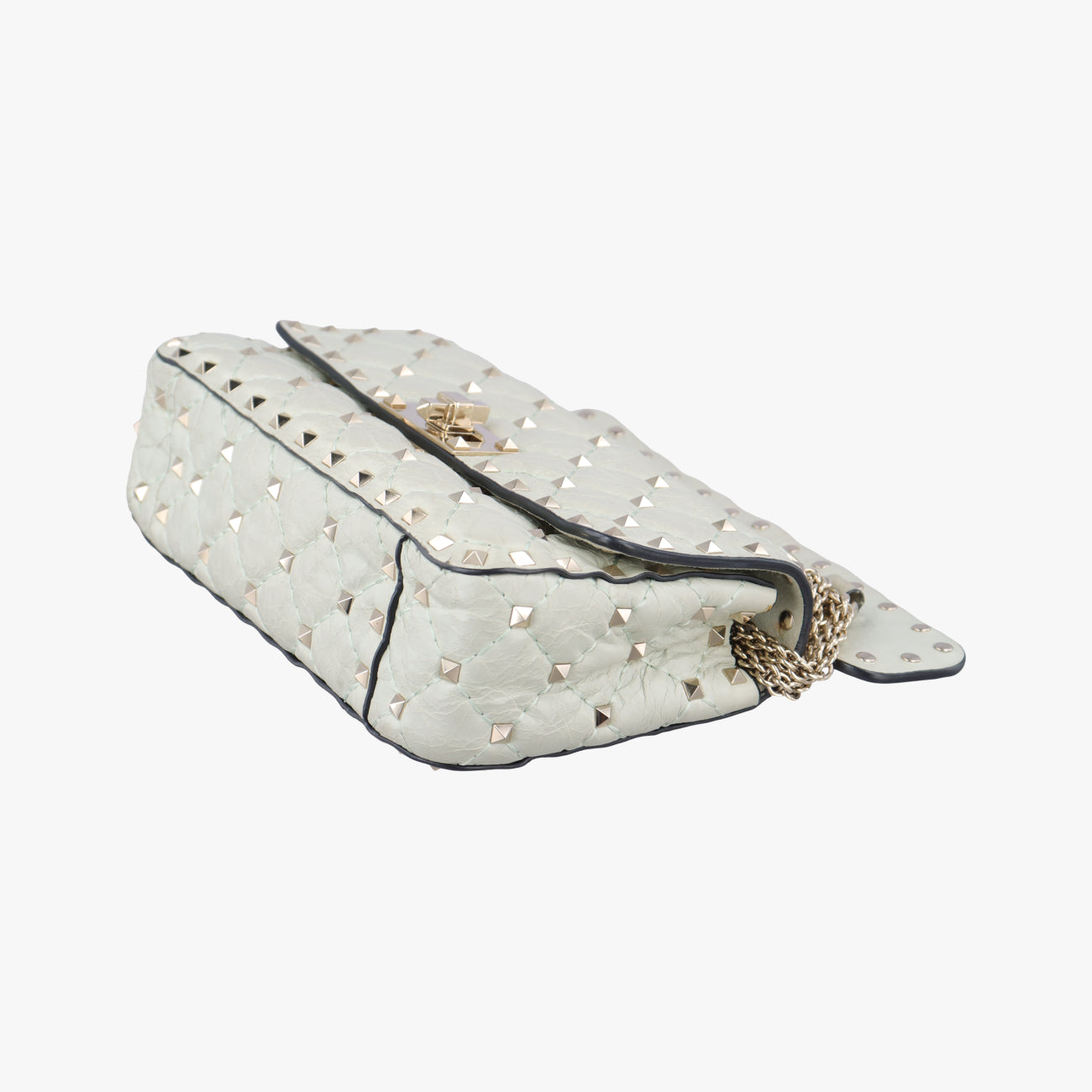 Pre-owned Valentino Rockstud SPIKE UP White Leather  shoulderbag | stylenewstar