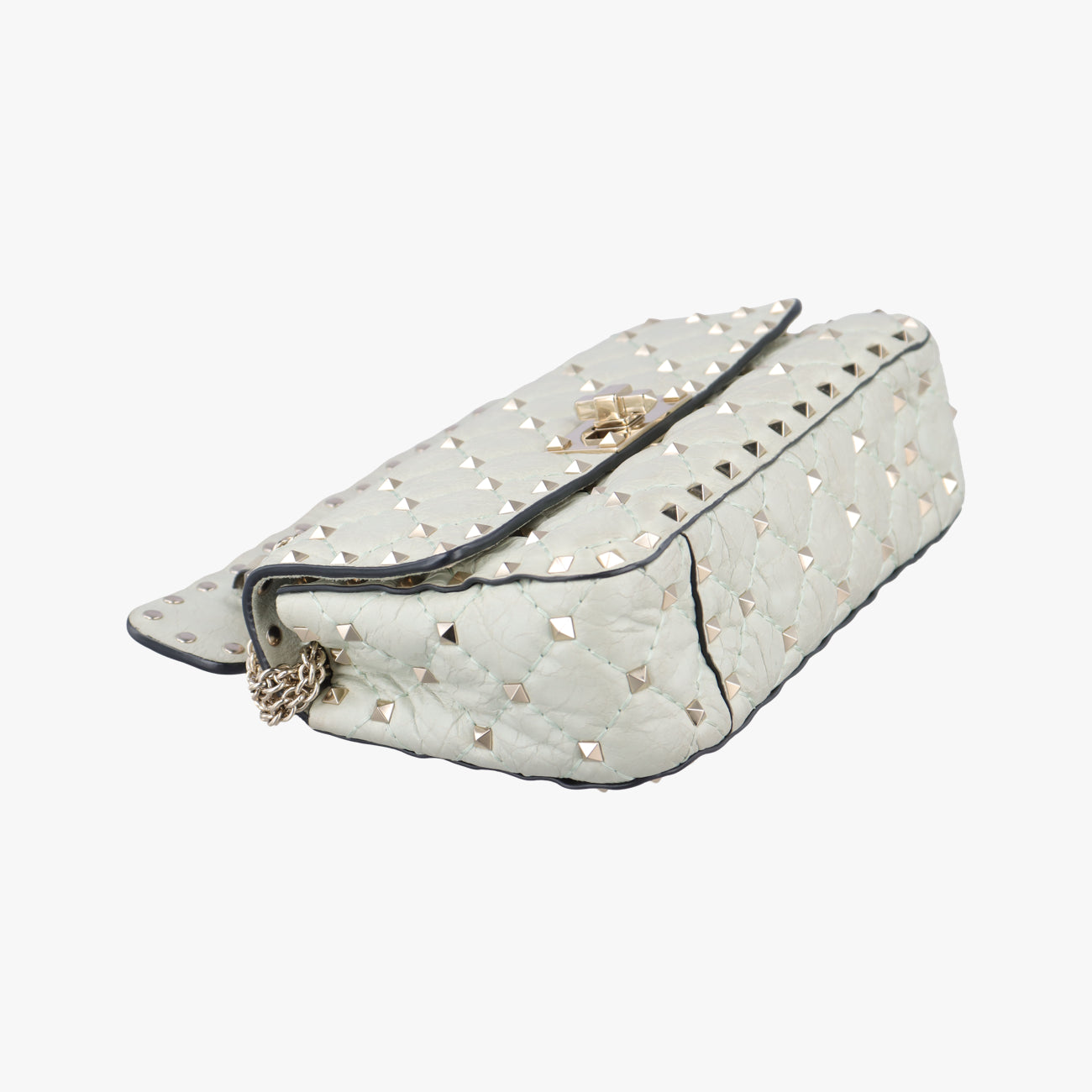 Pre-owned Valentino Rockstud SPIKE UP White Leather  shoulderbag | stylenewstar