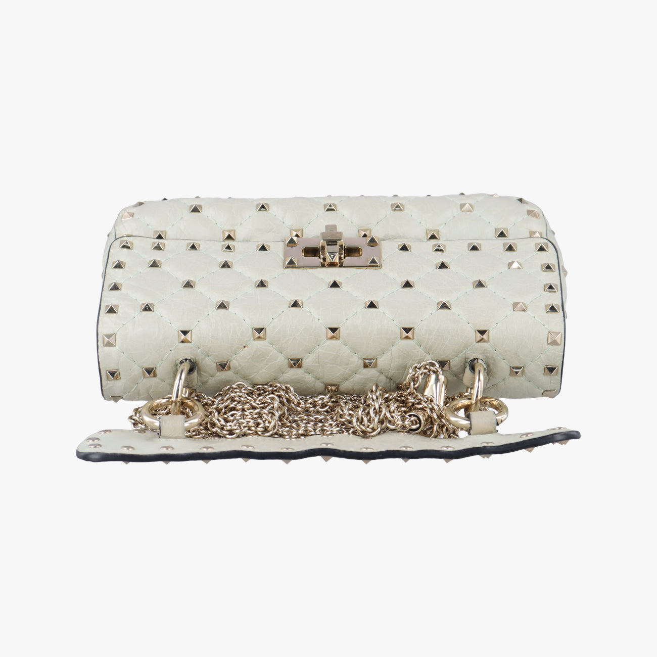 Pre-owned Valentino Rockstud SPIKE UP White Leather  shoulderbag | stylenewstar