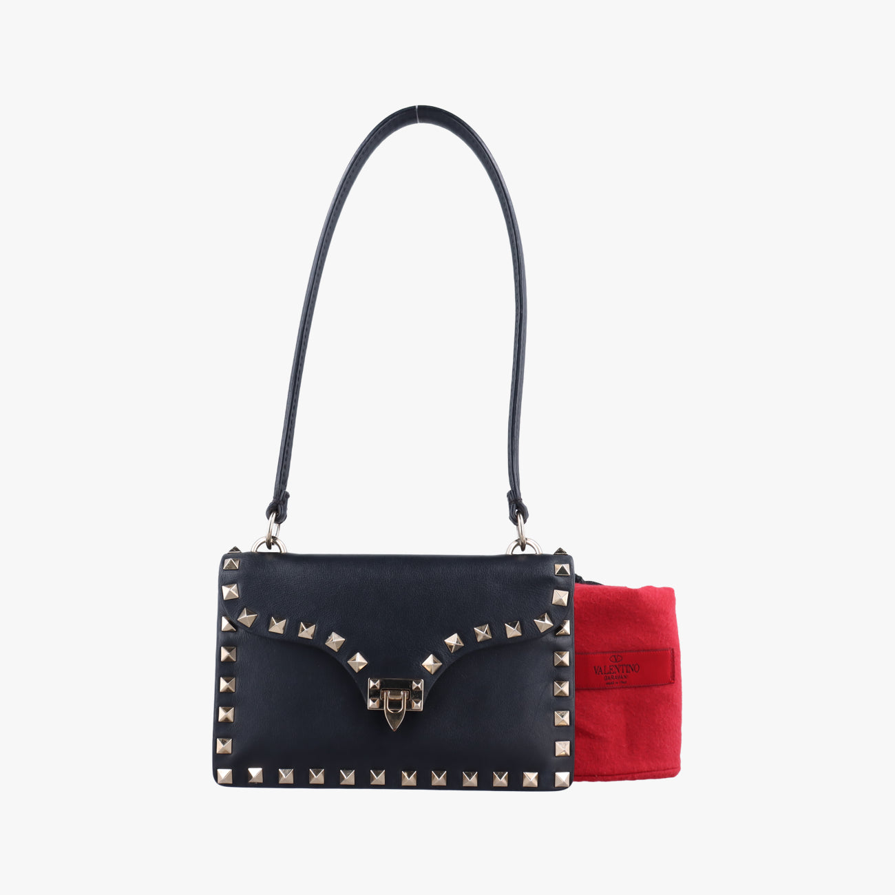 Pre-owned Valentino Rockstud Black Leather  shoulderbag | stylenewstar