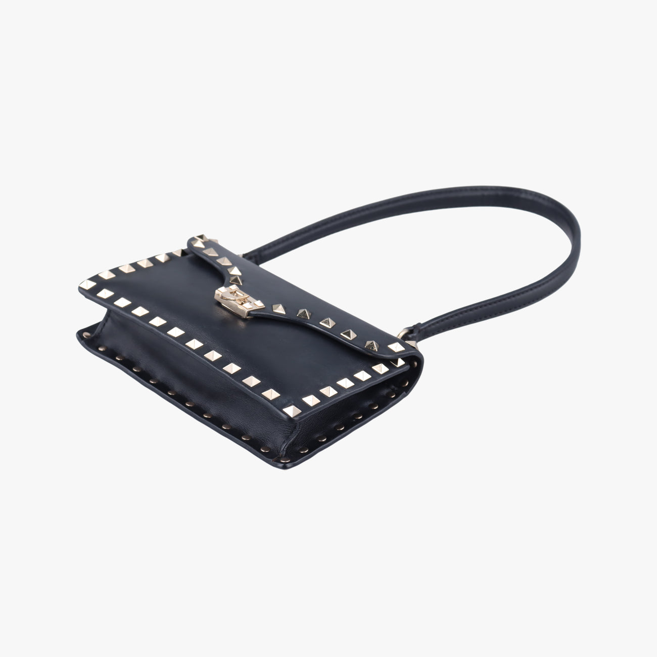 Pre-owned Valentino Rockstud Black Leather  shoulderbag | stylenewstar