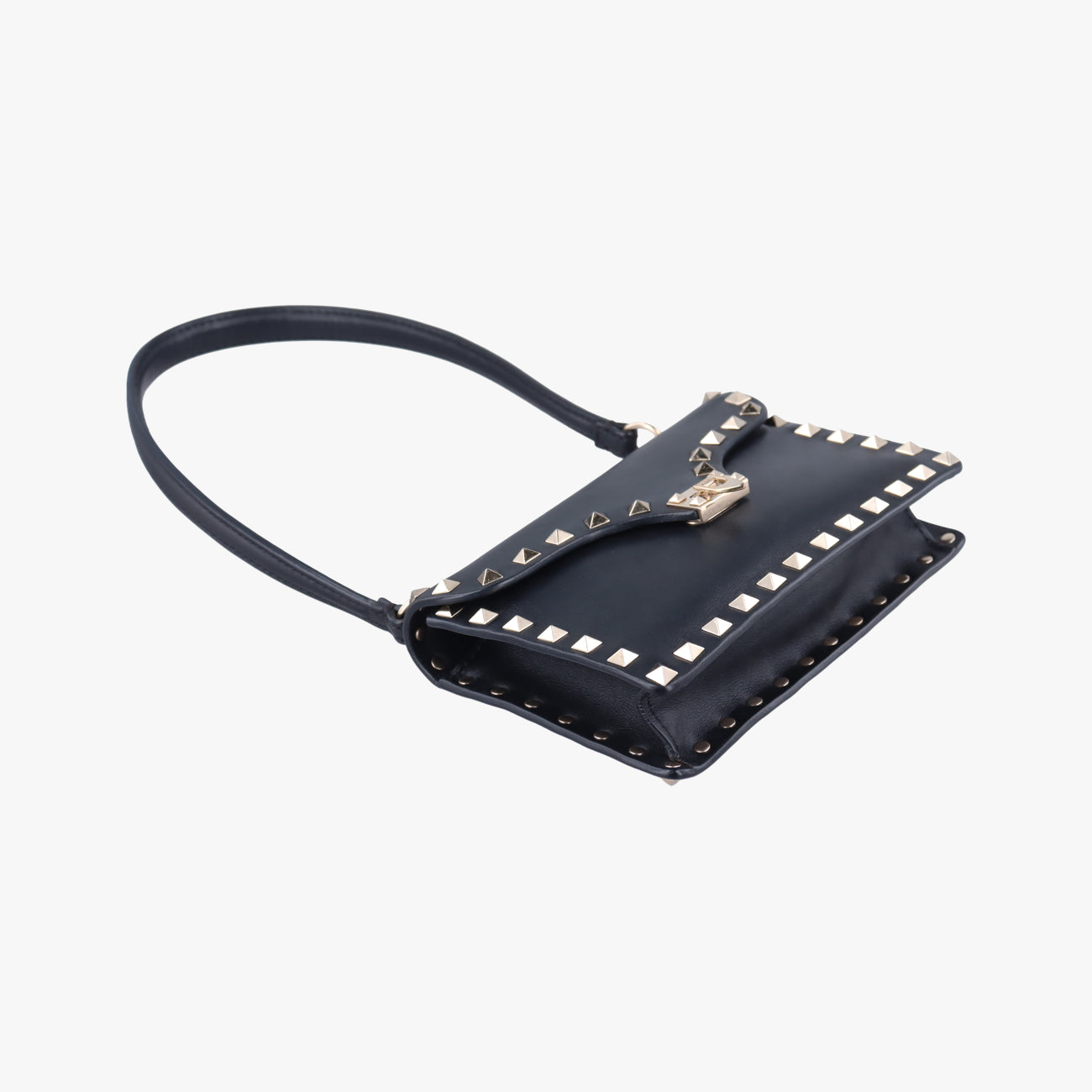 Pre-owned Valentino Rockstud Black Leather  shoulderbag | stylenewstar