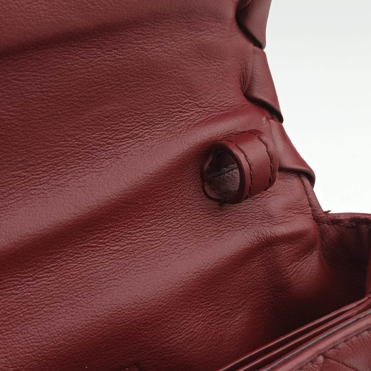 Pre-owned Bottega Veneta Intrecciato Burgundy lambskin  shoulderbag | stylenewstar