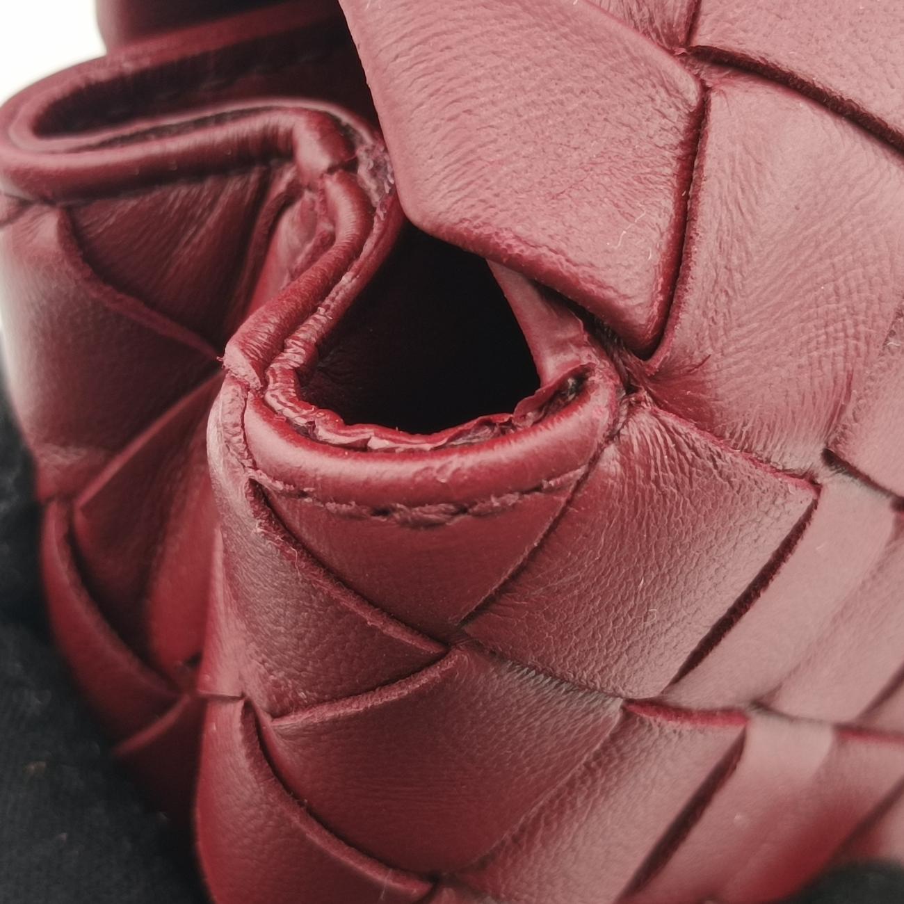 Pre-owned Bottega Veneta Intrecciato Burgundy lambskin  shoulderbag | stylenewstar