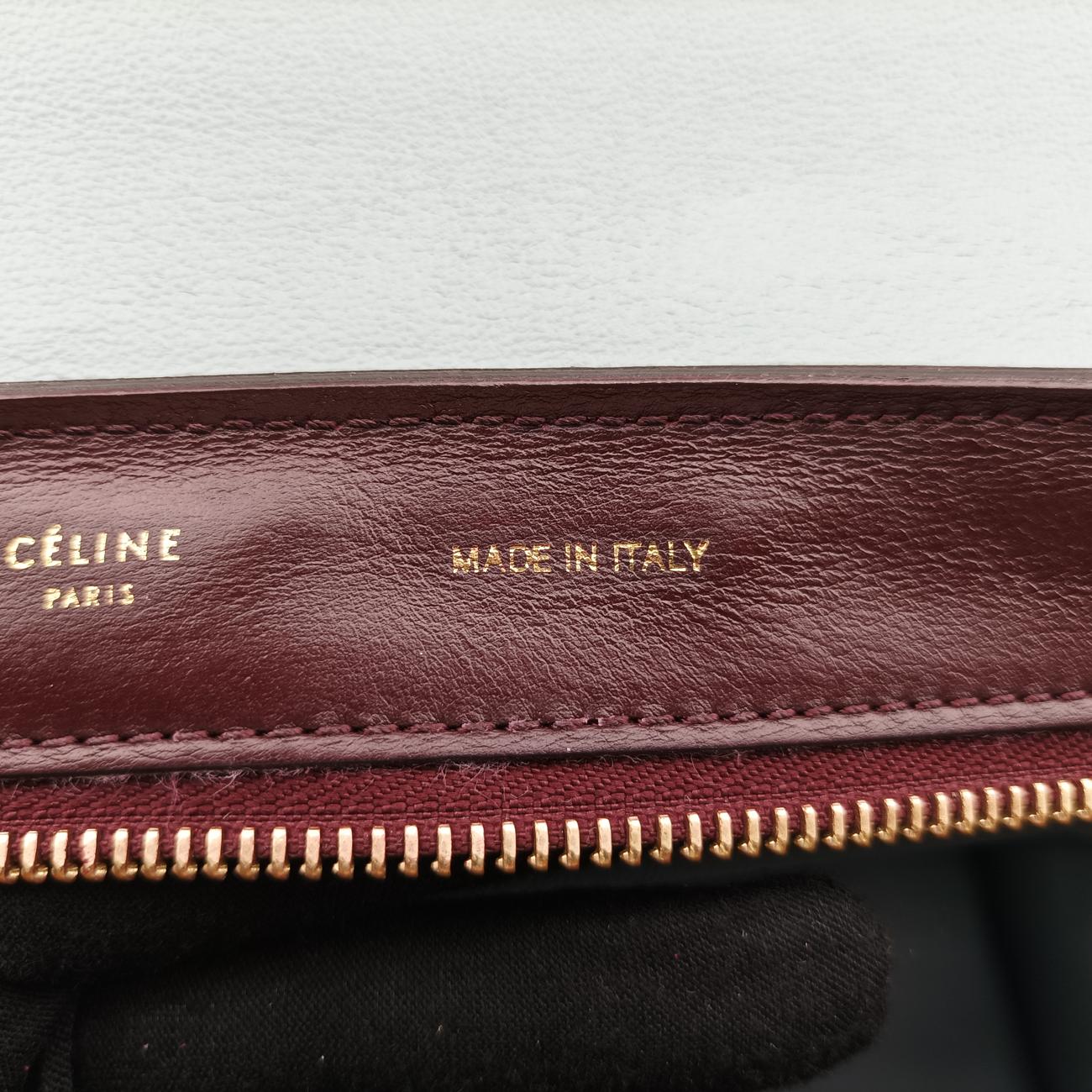 Secondhand Celine Trapèze Wine red x gray x dark gray Leather x suede  shoulderbag | stylenewstar