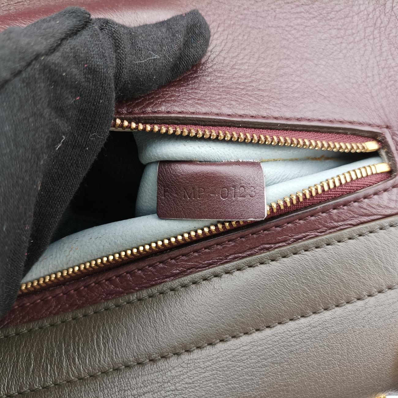 Secondhand Celine Trapèze Wine red x gray x dark gray Leather x suede  shoulderbag | stylenewstar