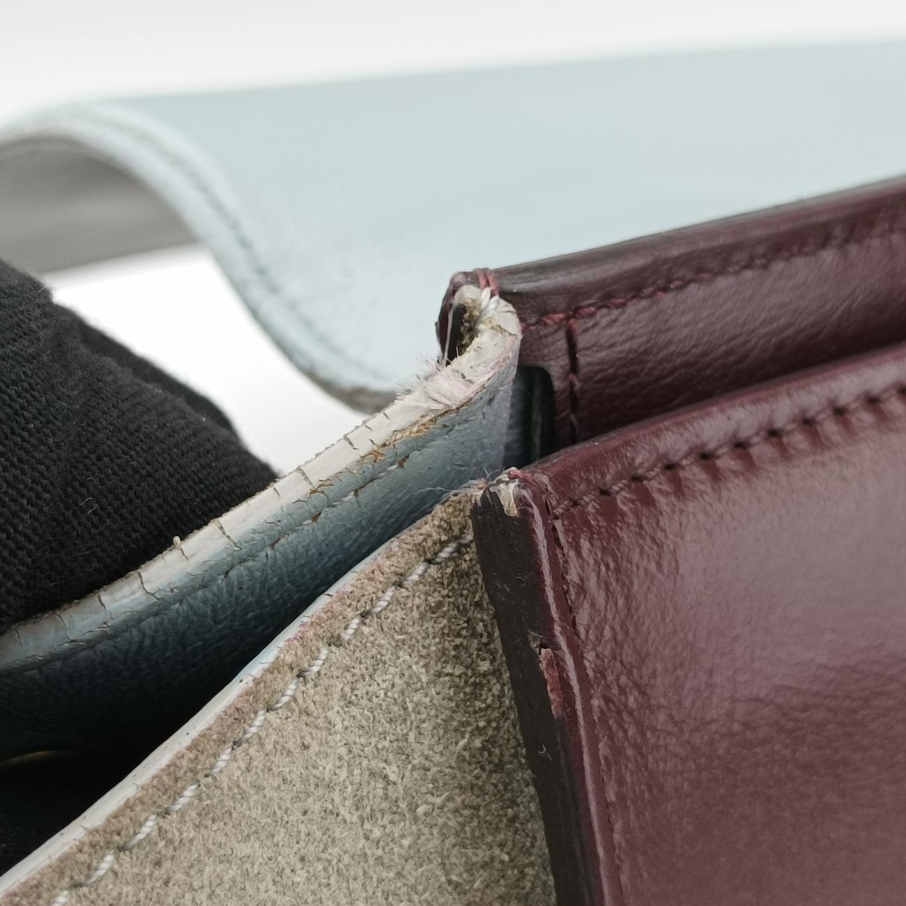 Secondhand Celine Trapèze Wine red x gray x dark gray Leather x suede  shoulderbag | stylenewstar