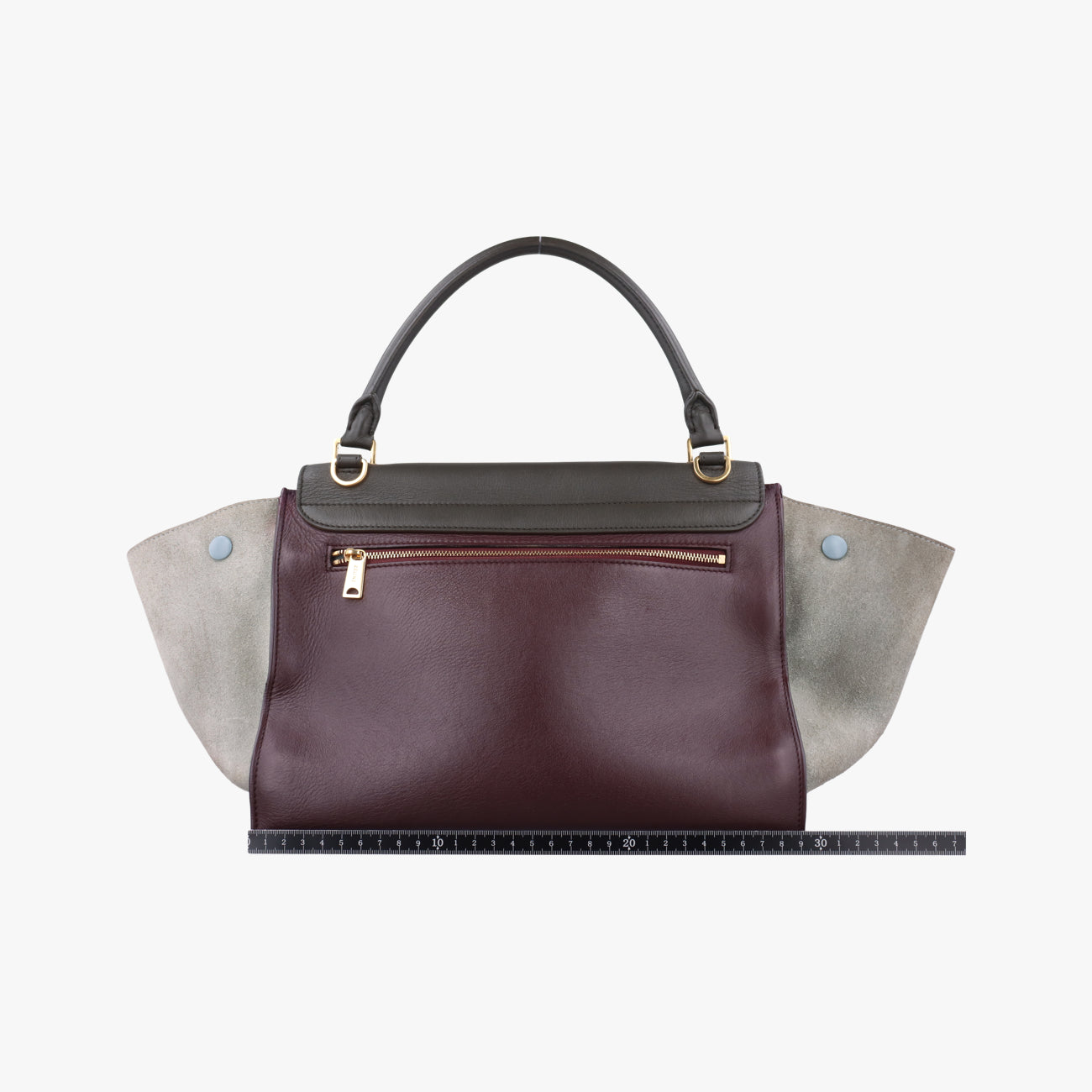 Secondhand Celine Trapèze Wine red x gray x dark gray Leather x suede  shoulderbag | stylenewstar