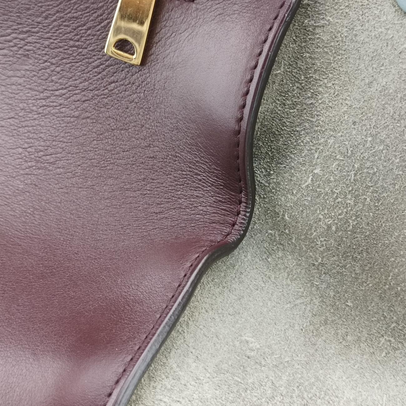 Secondhand Celine Trapèze Wine red x gray x dark gray Leather x suede  shoulderbag | stylenewstar