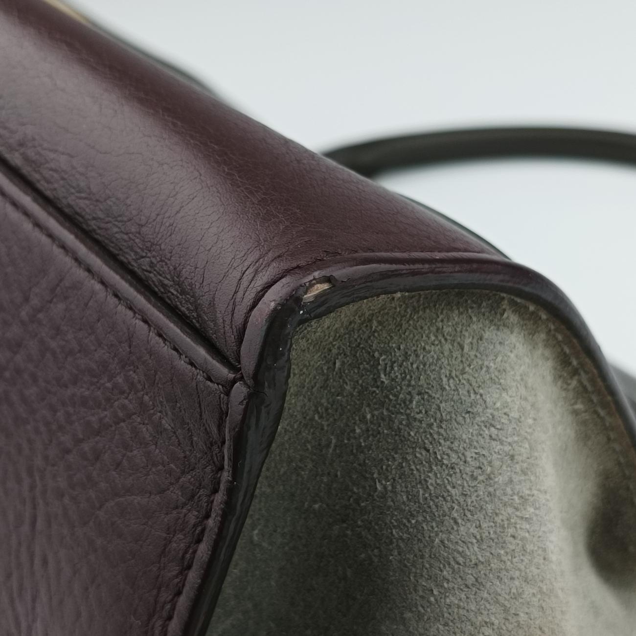 Secondhand Celine Trapèze Wine red x gray x dark gray Leather x suede  shoulderbag | stylenewstar