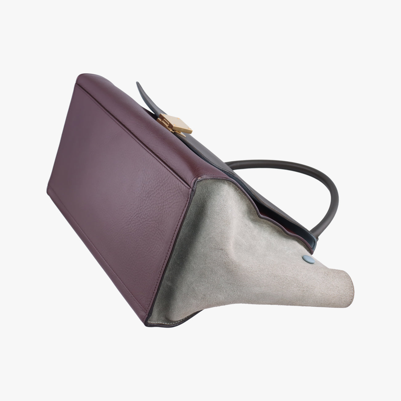 Secondhand Celine Trapèze Wine red x gray x dark gray Leather x suede  shoulderbag | stylenewstar