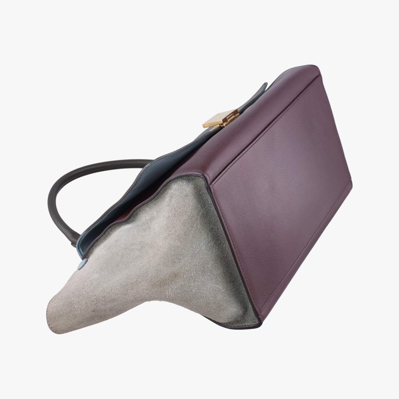 Secondhand Celine Trapèze Wine red x gray x dark gray Leather x suede  shoulderbag | stylenewstar