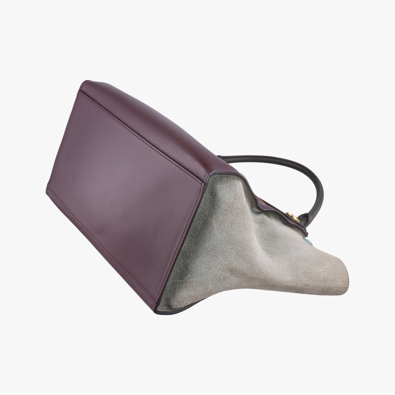 Secondhand Celine Trapèze Wine red x gray x dark gray Leather x suede  shoulderbag | stylenewstar