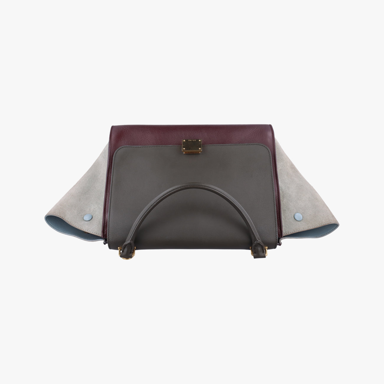 Secondhand Celine Trapèze Wine red x gray x dark gray Leather x suede  shoulderbag | stylenewstar