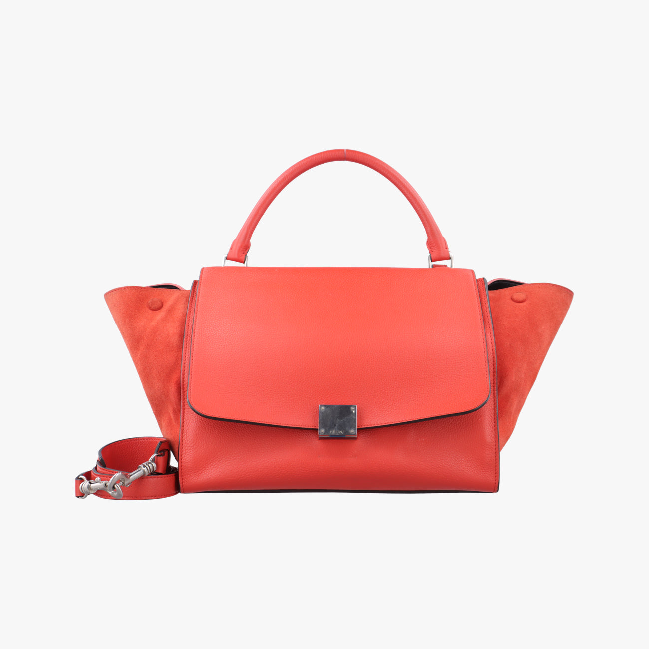 Pre-owned Celine Trapèze Red Leather × suede  shoulderbag | stylenewstar